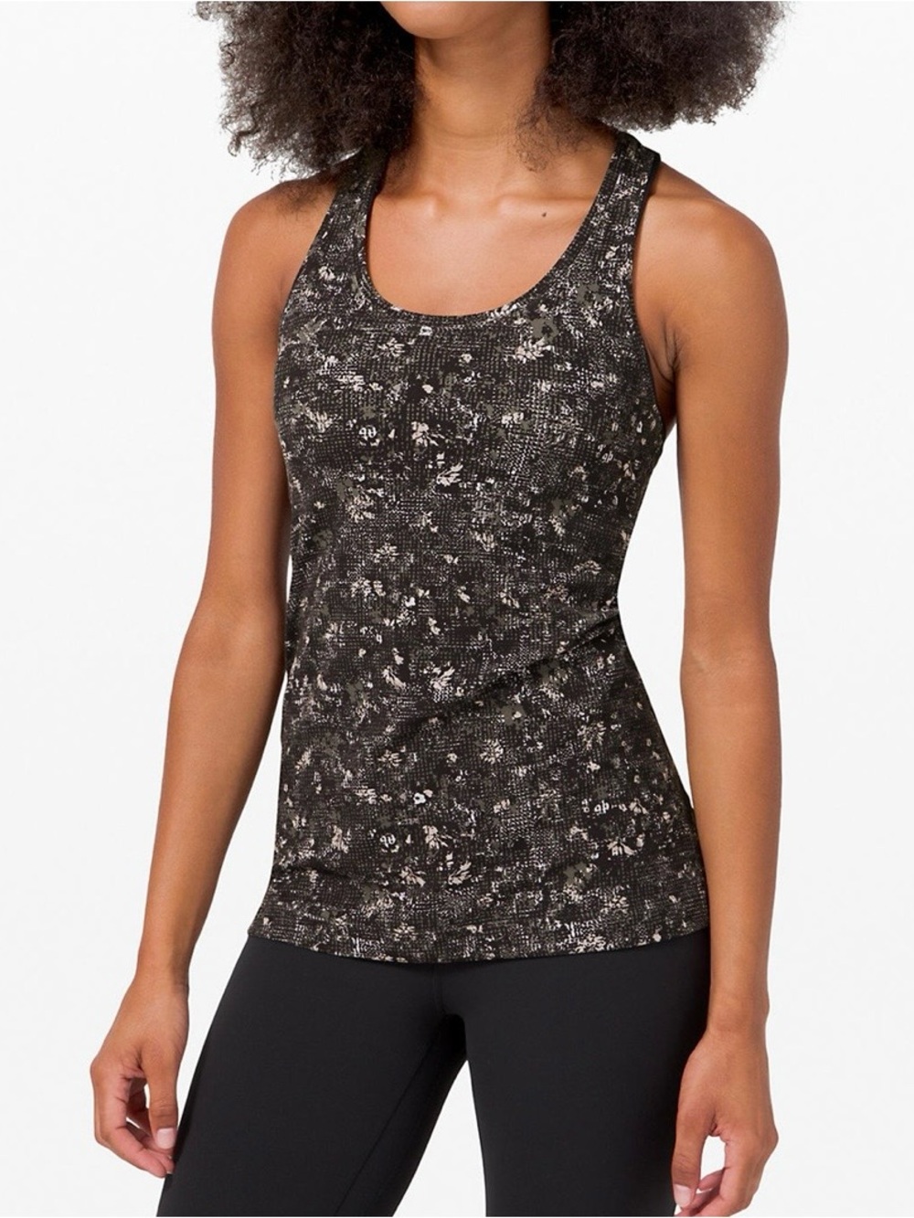 lululemon Cool Racerback Tank in Black Mineral Print